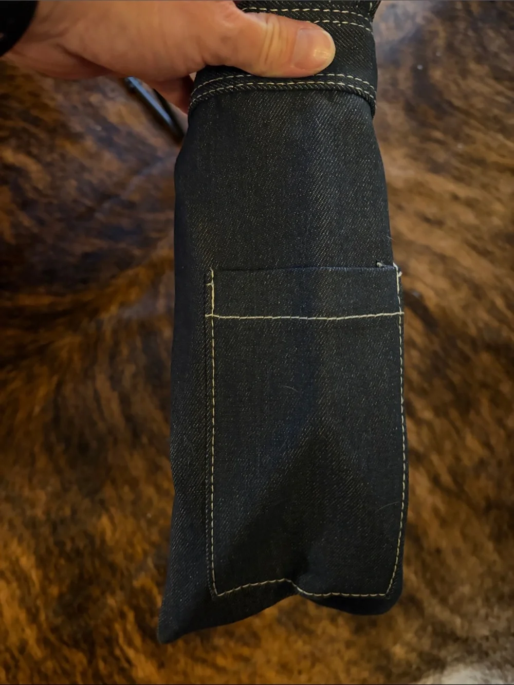 THE MONSTERS Navy Blue Denim Messenger Bag